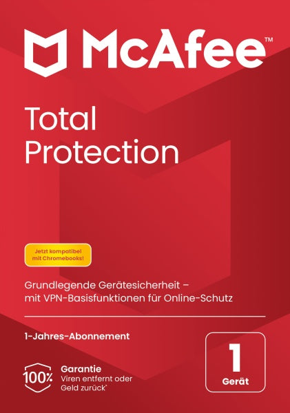 McAfee Total Protection, 1-Gerät, 1-Jahr, Windows/Mac/Android/iOS (Code in a Box)– JETZT KAUFEN BEI GLACIER GAMES .at