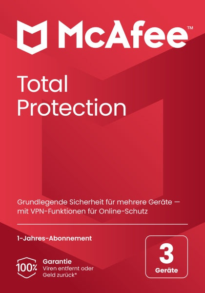 McAfee Total Protection, 3-Geräte, 1-Jahr, Windows/Mac/Android/iOS (Code in a Box)– JETZT KAUFEN BEI GLACIER GAMES .at
