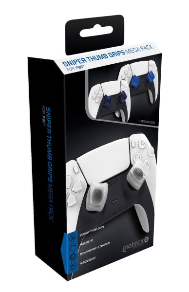 Gioteck - Sniper Mega Pack Thumb Grips for PS5 (White/Blue/Black)