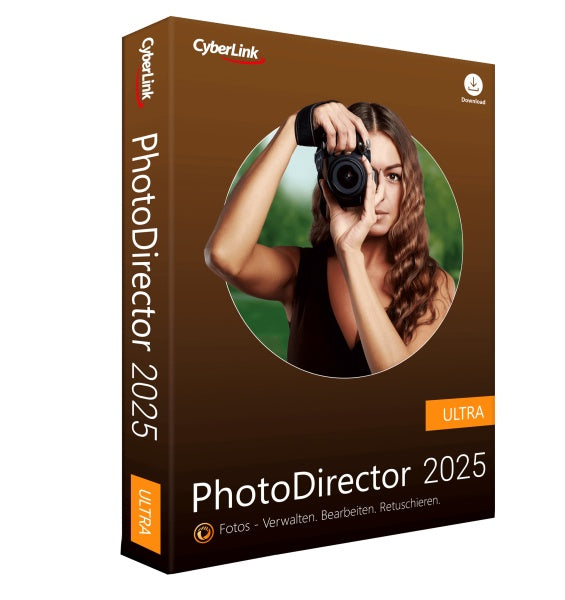 CyberLink PhotoDirector 2025 Ultra | Leistungsstarkes Bildbearbeitungsprogramm | Komplettes Fotostudio | Erstellt perpekte Fotocollage / Fotoshow / Panorama | Lichteffekte | GIF | Windows 10/11 [Box]