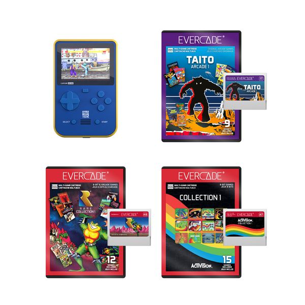 HMT Capcom Super Pocket Starter Bundle 1 with 3 Evercade Cartridges (48 Retro Games)
