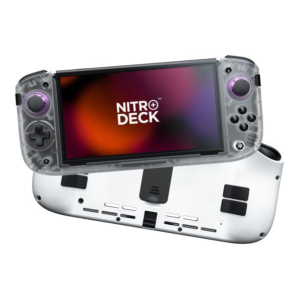 CRKD Nitro Deck+ Handheld Pro Controller for Nintendo Switch & OLED Model - TV Dockable - Programmable Sidekicks & Back Buttons - True Collection System (Clear White Edition)