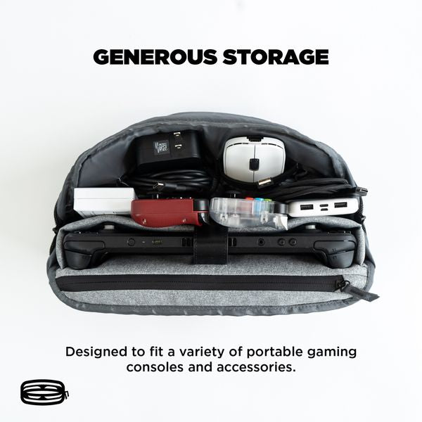 CRKD Gear Bag Schutzhülle Tragetasche - Gaming Tasche für Steam Deck/Rog Ally/Legion Go/Nitro Deck/Nintendo Switch/PlayStation Portal - Handheld Konsole Zubehör (Aschgrau)
