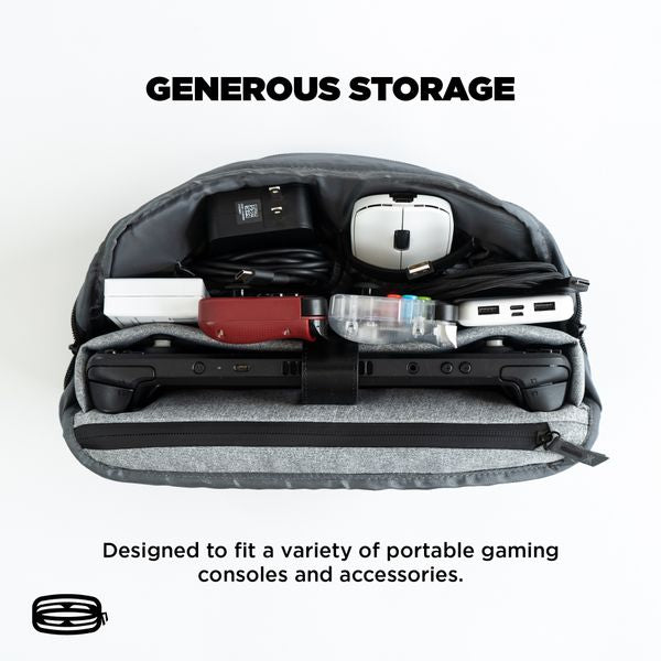 CRKD Gear Bag Schutzhülle Tragetasche - Gaming Tasche für Steam Deck/Rog Ally/Legion Go/Nitro Deck/Nintendo Switch/PlayStation Portal - Handheld Konsole Zubehör (Charcoal Grey)