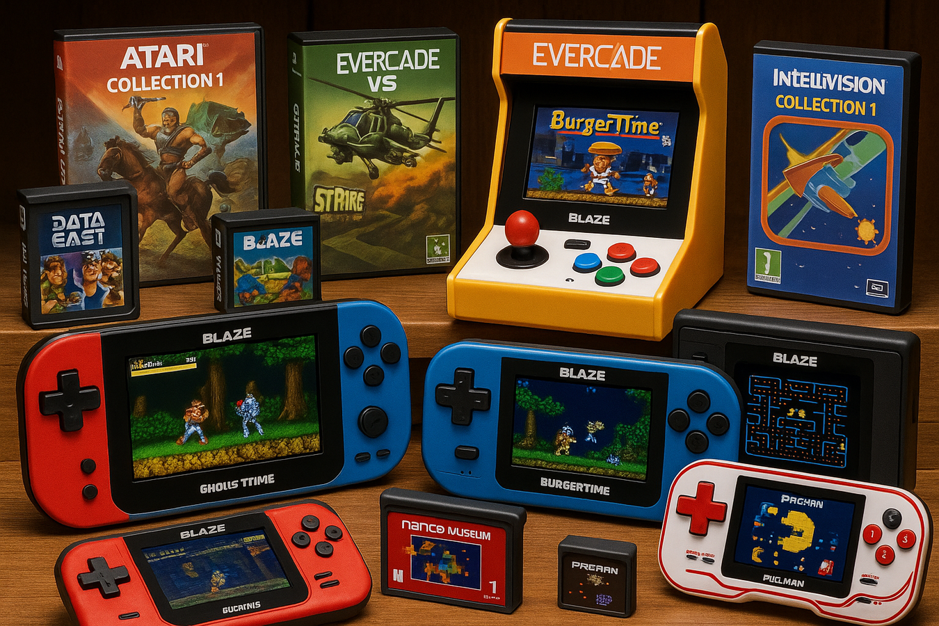 bild mit vielen blaze entertainment konsolen und spielen