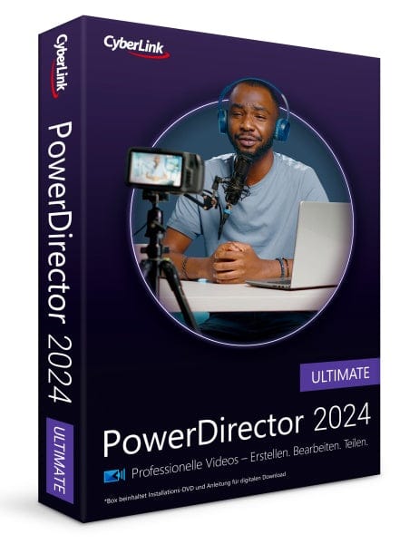 Cyberlink PC CyberLink PowerDirector 2024 Ultimate | Professionelles Videobearbeitungsprogramm für PC mit Greenscreen und tausenden Effekten | Fotoshow | Für jede Filmproduktion |  Screen Recorder | Windows [Box]
