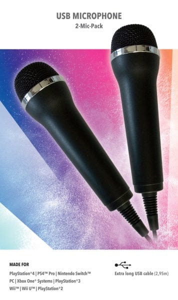 Ravenscourt Hardware/Zubehör Mikrofon für Karaoke Games (Lets Sing, Voice of Germany, SingStar etc.) für PlayStation (PS3, PS4, PS4 Pro), Nintendo (Switch, Wii U, Wii), XBOX One (OneX, OneS) + PC- 2er Set universal USB Mikrofon